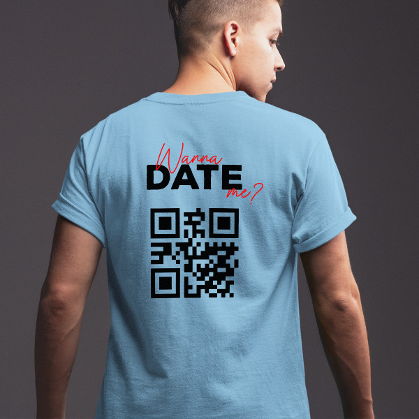 T-krekls "Wanna date me?" ar personalizētu QR kodu