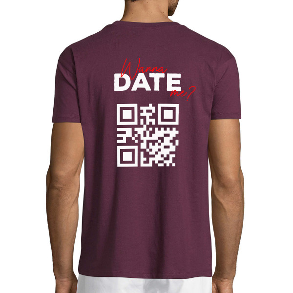 T-krekls "Wanna date me?" ar personalizētu QR kodu