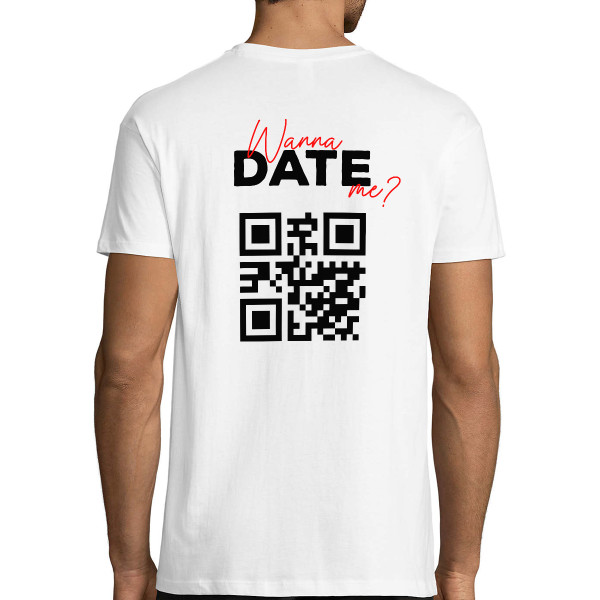 T-krekls "Wanna date me?" ar personalizētu QR kodu