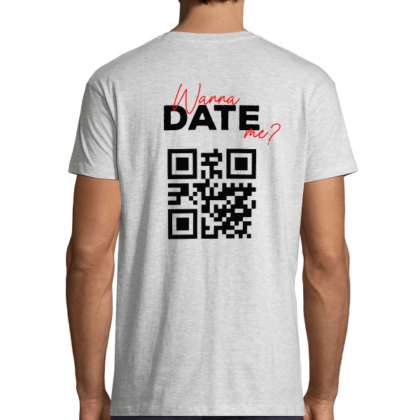 T-krekls "Wanna date me?" ar personalizētu QR kodu