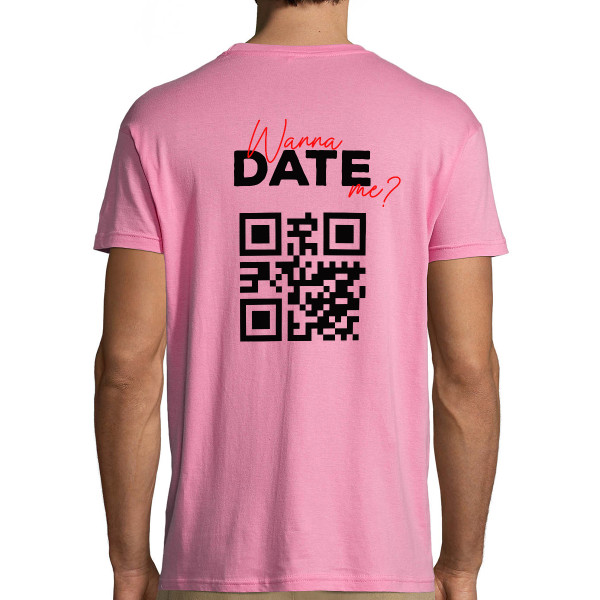 T-krekls "Wanna date me?" ar personalizētu QR kodu