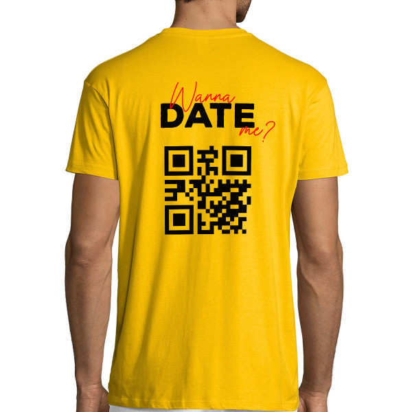 T-krekls "Wanna date me?" ar personalizētu QR kodu