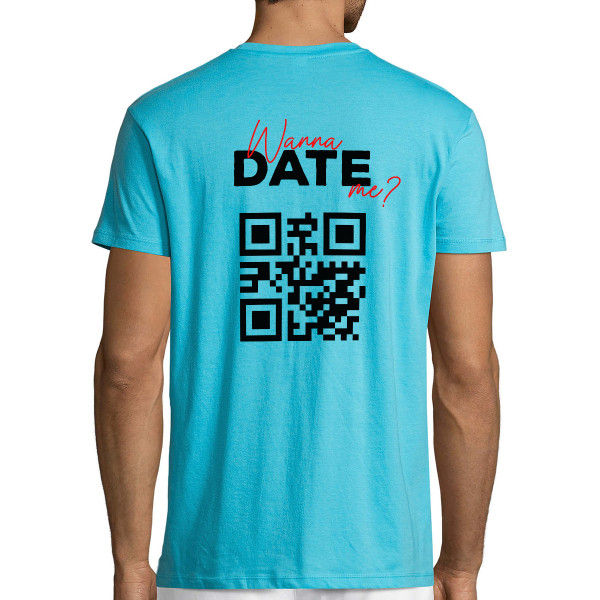 T-krekls "Wanna date me?" ar personalizētu QR kodu