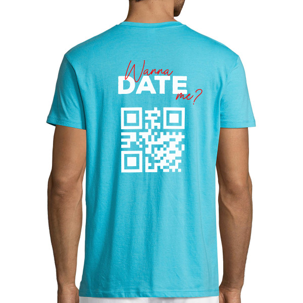 T-krekls "Wanna date me?" ar personalizētu QR kodu