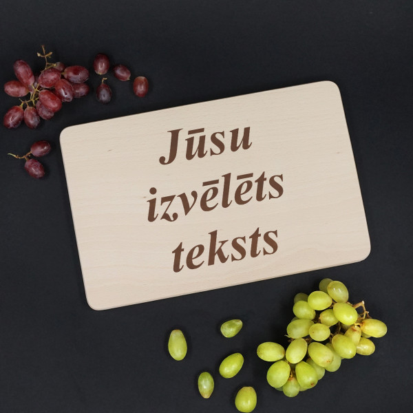 Taisnstūra koka virtuves dēlis ar tekstu pēc jūsu izvēles