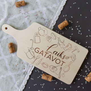 Virtuves dēlis ar rokturi "Laiks gatavot" (35cm)
