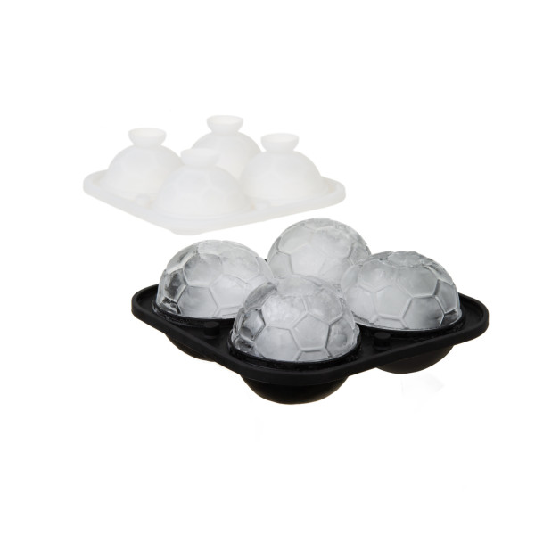 Viskija un futbola fana komplekts: glāze un ledus formiņas